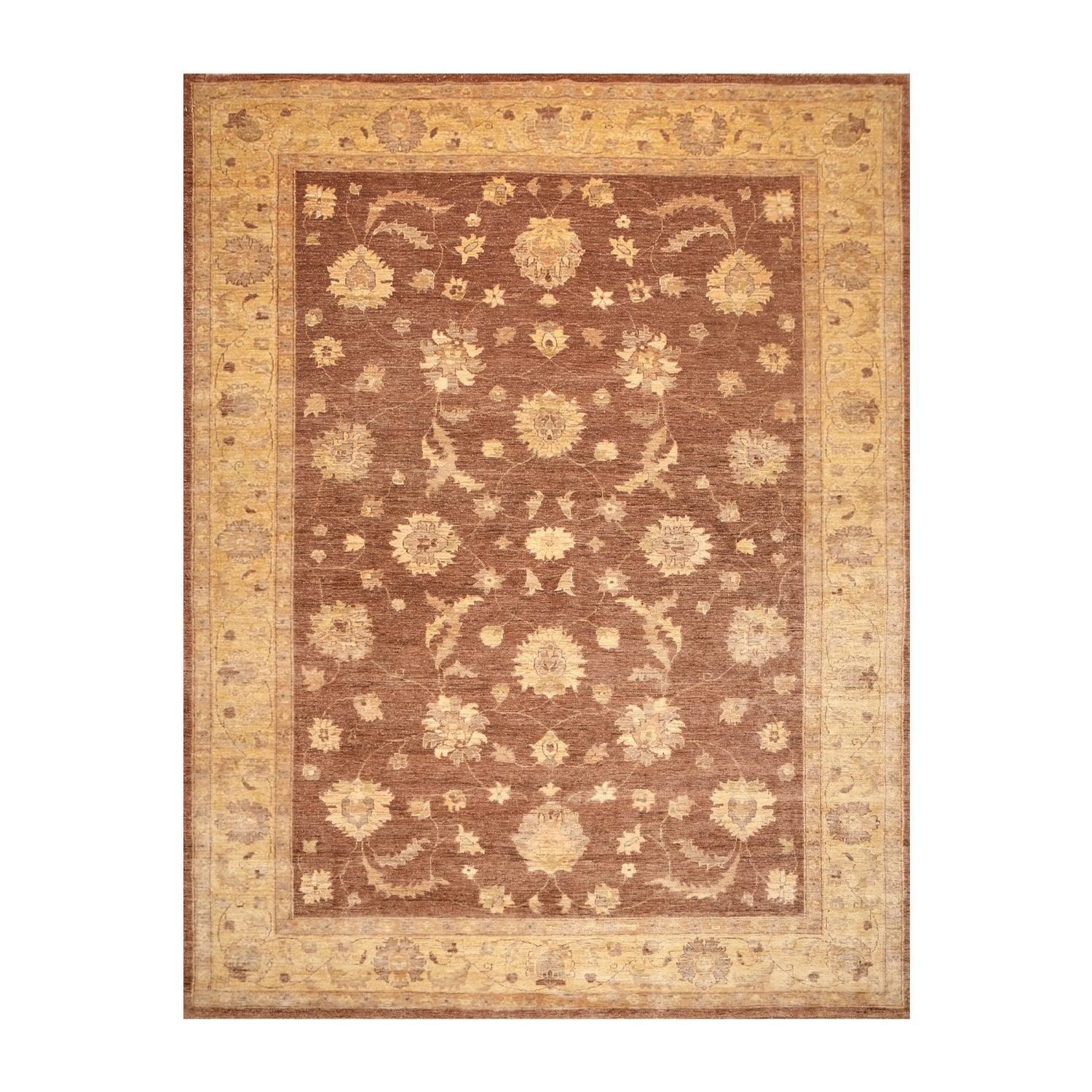 8’9" x 12’2"Hand Knotted Peshawar Stone Wash Silky Sheen Oriental Area Rug Brown-0
