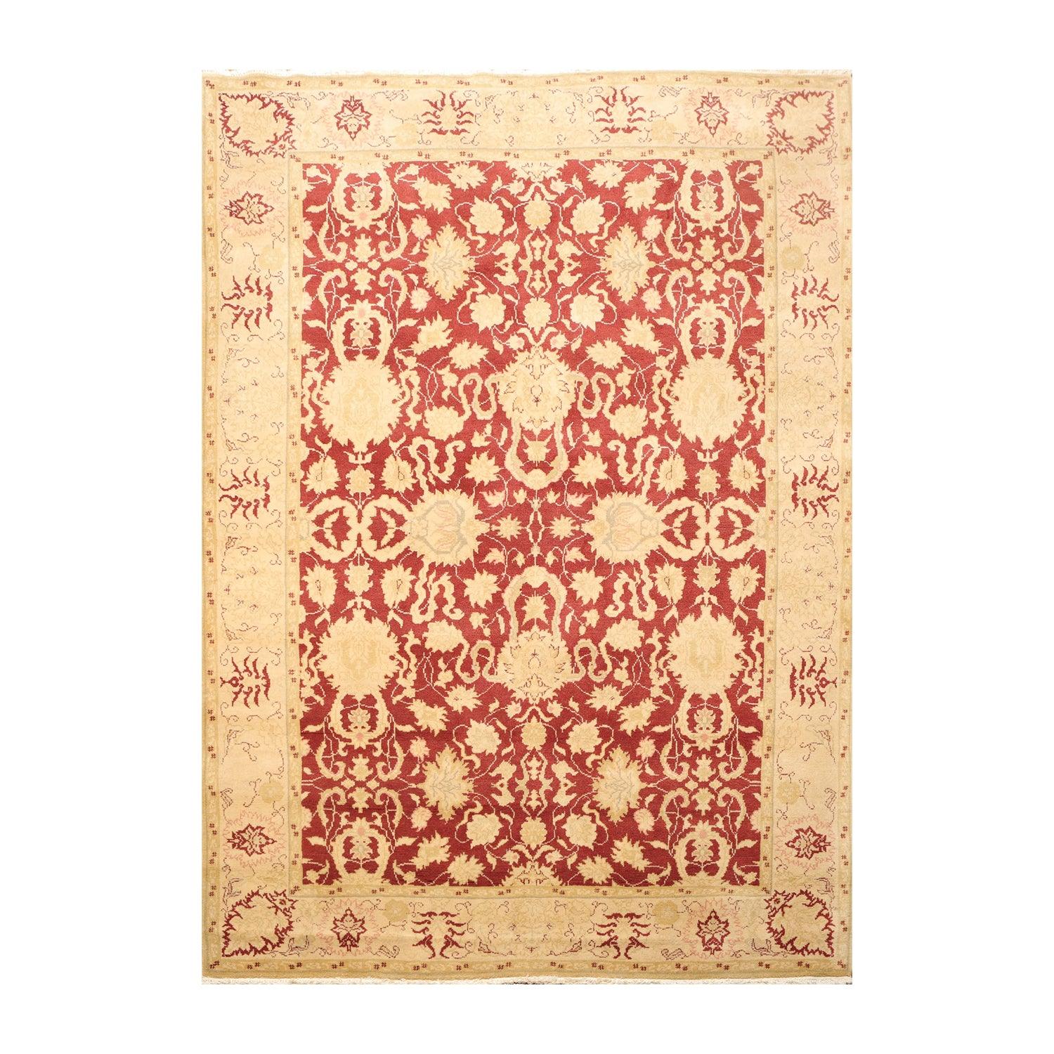 5'11" x 8’10" Hand Knotted Traditional Oushak Wool Oriental Area Rug Maroon-0