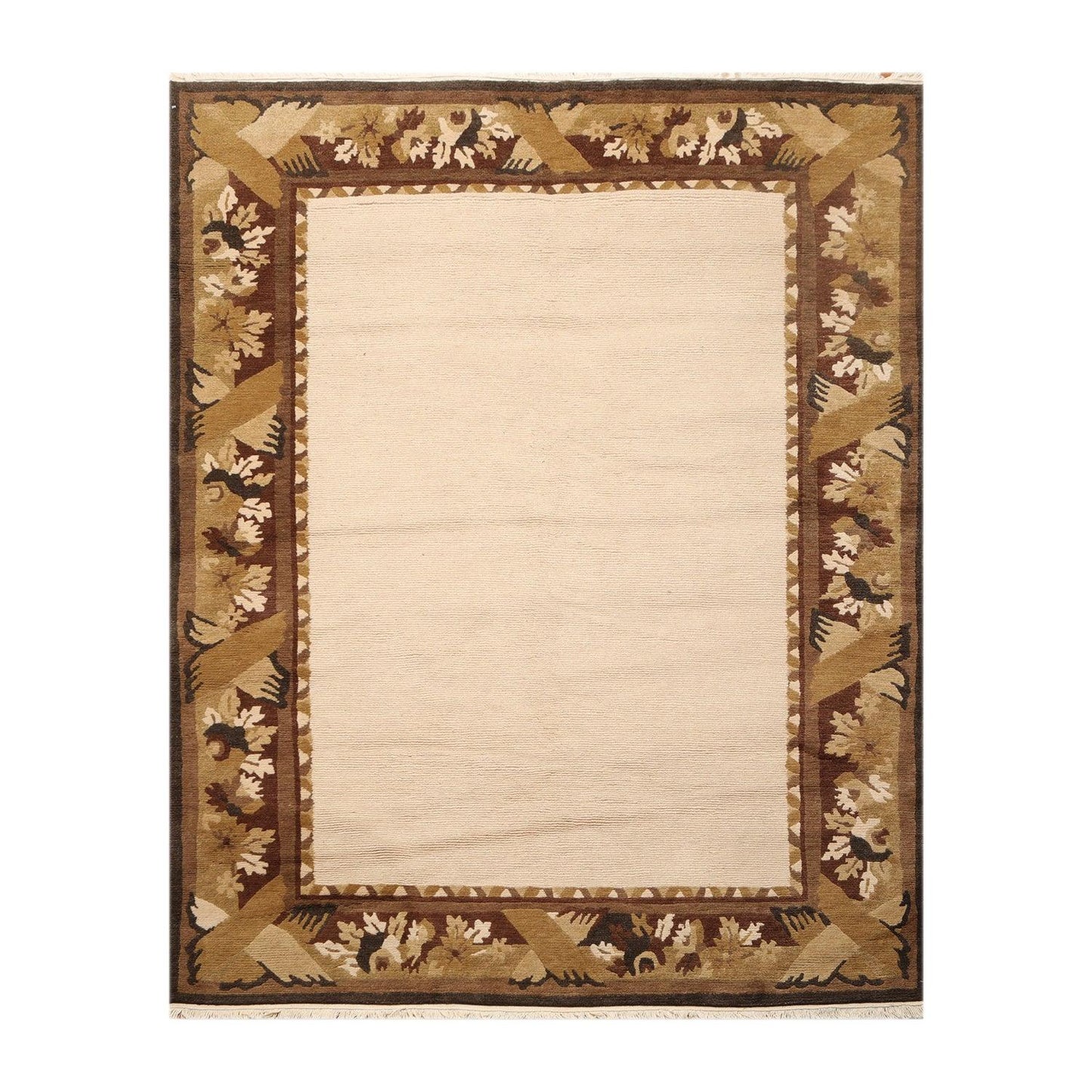 5'9" x 8'1" Hand Knotted Classic Loop/Cut Pile Tibetan Oriental Area Rug Beige-0