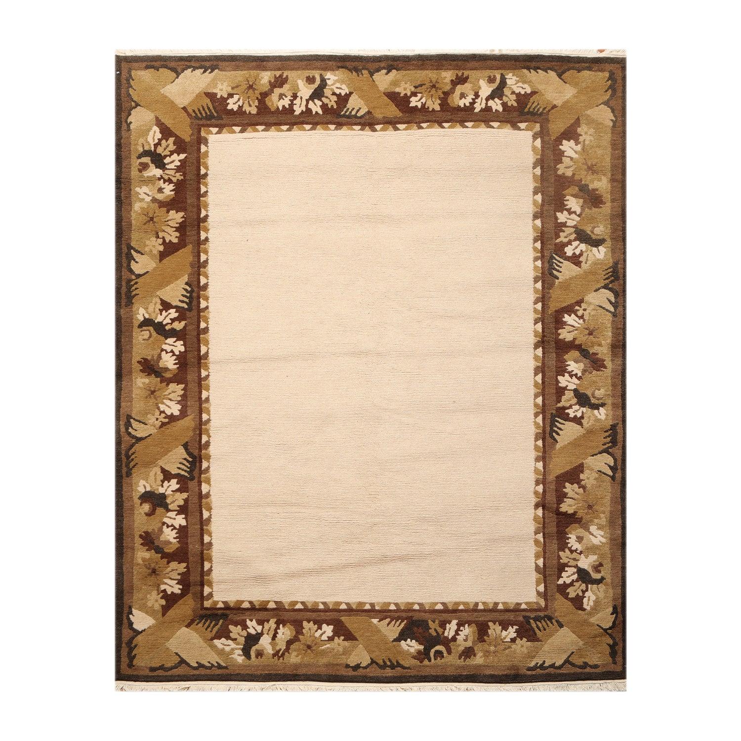 5'9" x 8'1" Hand Knotted Classic Loop/Cut Pile Tibetan Oriental Area Rug Beige-0