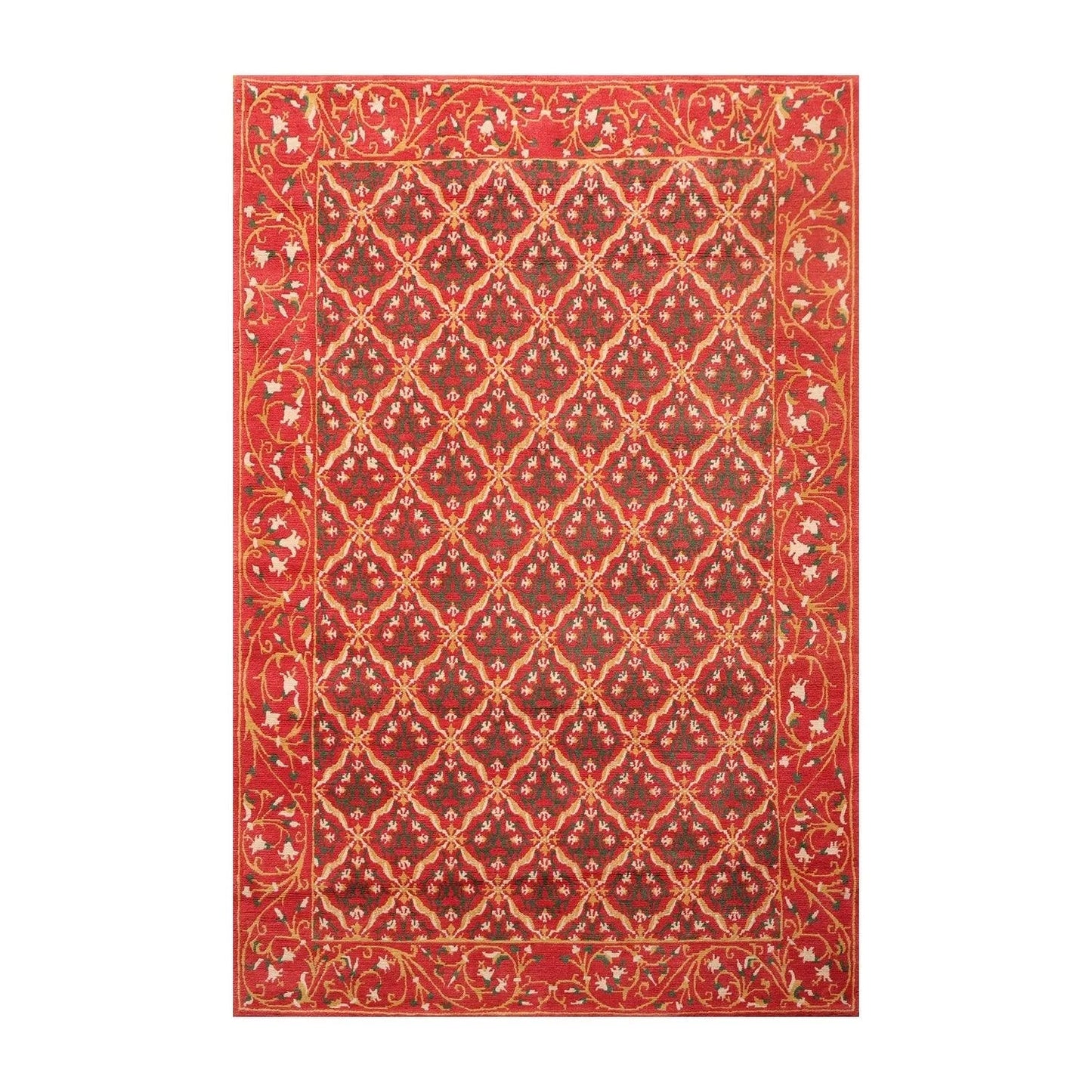 6' x 9' Hand Knotted Classic European Wool Tibetan Oriental Area Rug Rose-0
