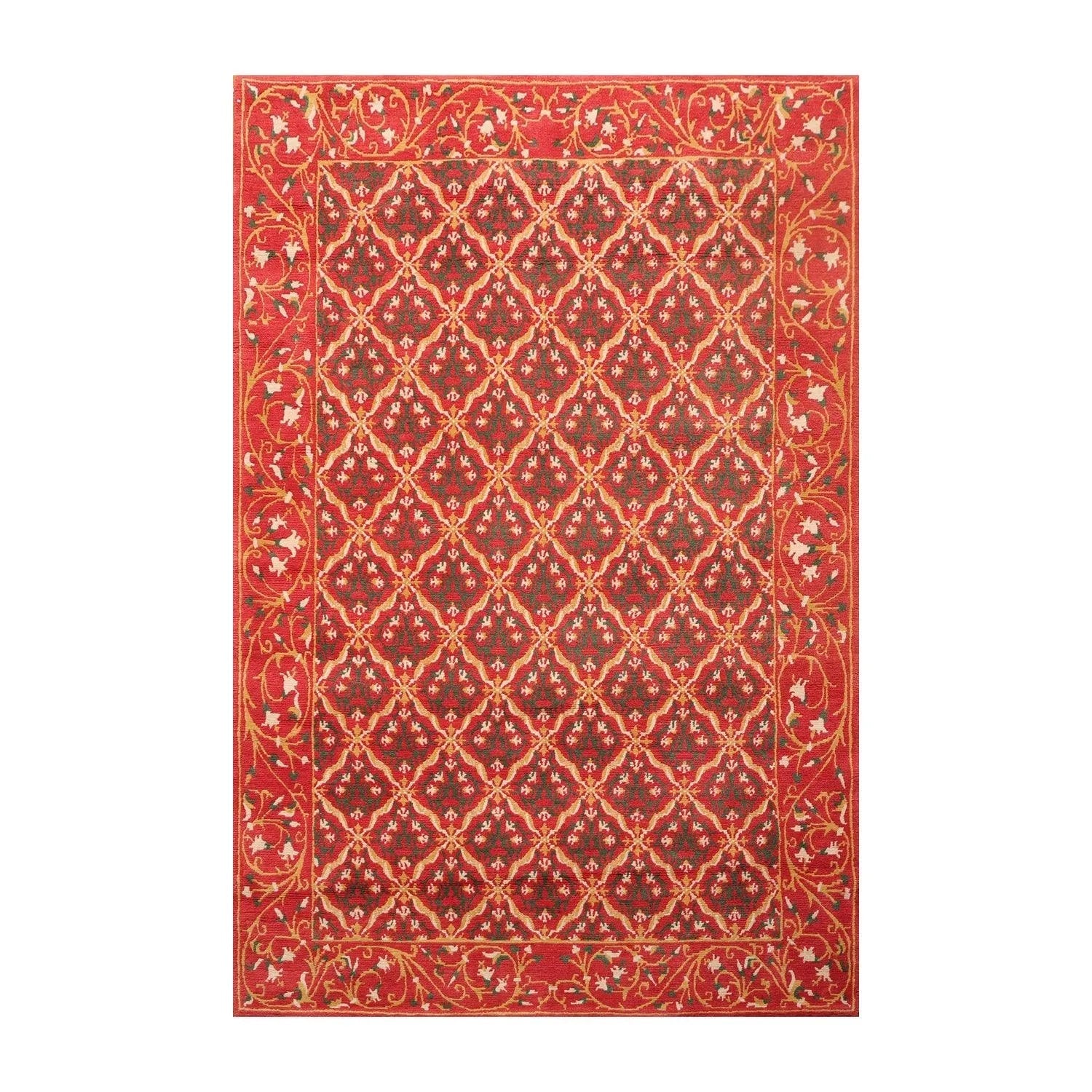 6' x 9' Hand Knotted Classic European Wool Tibetan Oriental Area Rug Rose-0
