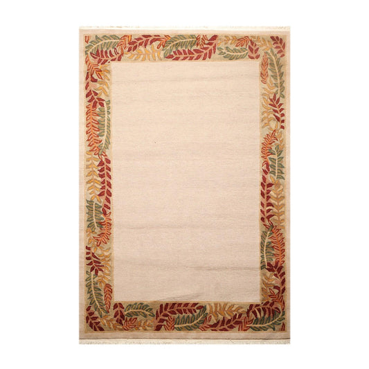 5'10" x 8'5" Hand Knotted Loop & Cut Pile Wool Tibetan Oriental Area Rug Beige-0