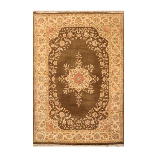 5' x 7'9" Hand Knotted Kermann Traditional 100% Wool Persian Oriental Area rug Mocha-0