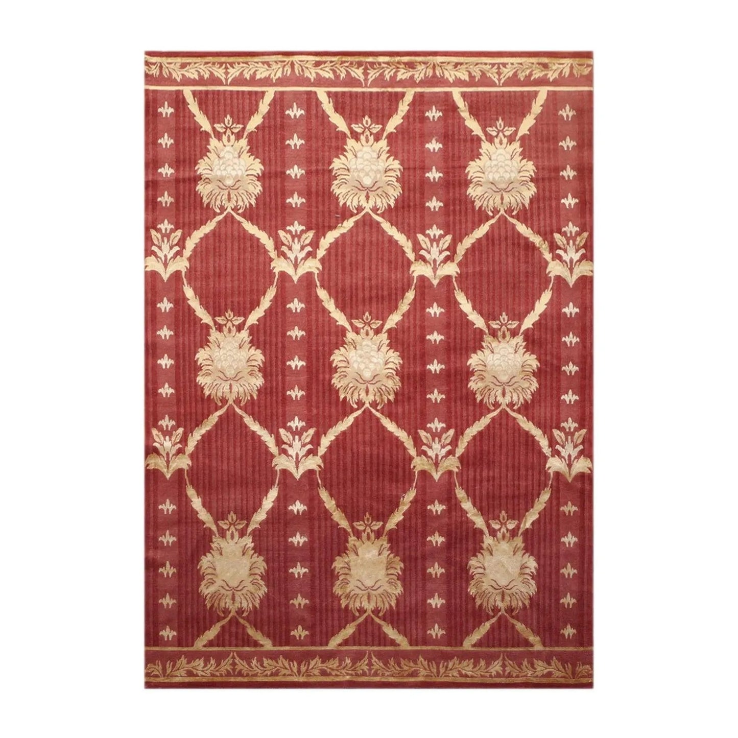 6' x 9' Couristan Hand Knotted Wool & Silk S.fine Damask Tibetan Area Rug Rust-0