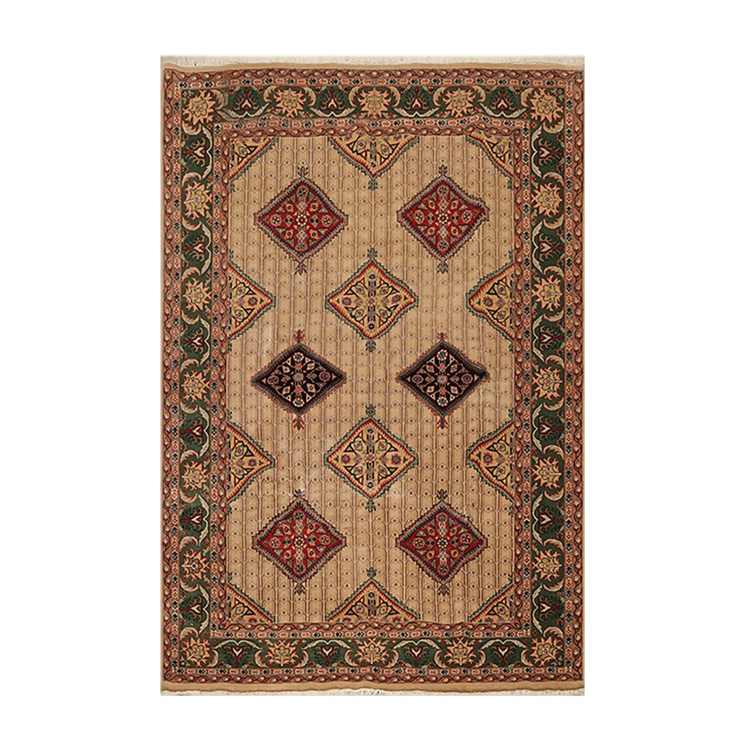 6' x 8'10" Hand Knotted Superfine 100% Wool Traditional Oriental Area Rug Beige-0