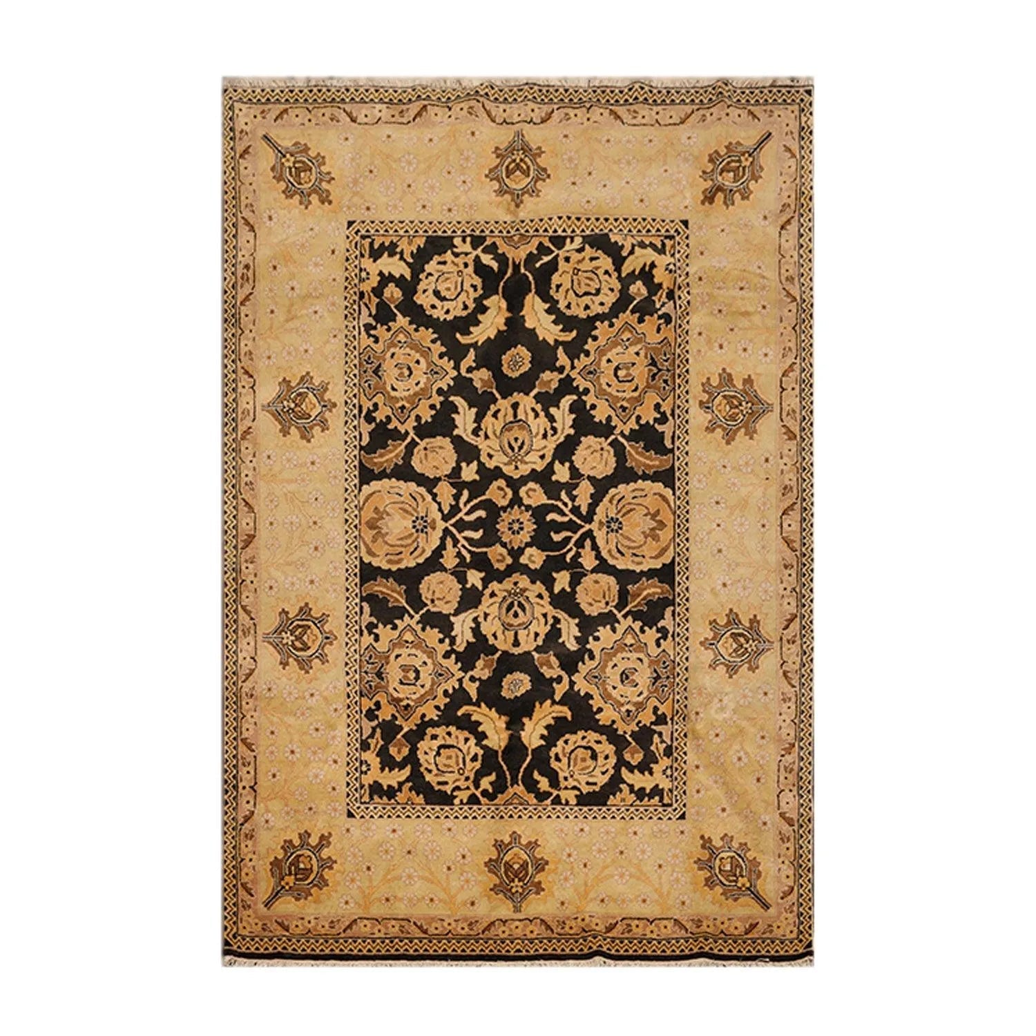 6' x 9' Hand Knotted 100% Wool Traditional Oriental Area Rug 6x9 Dark Chocolate-0