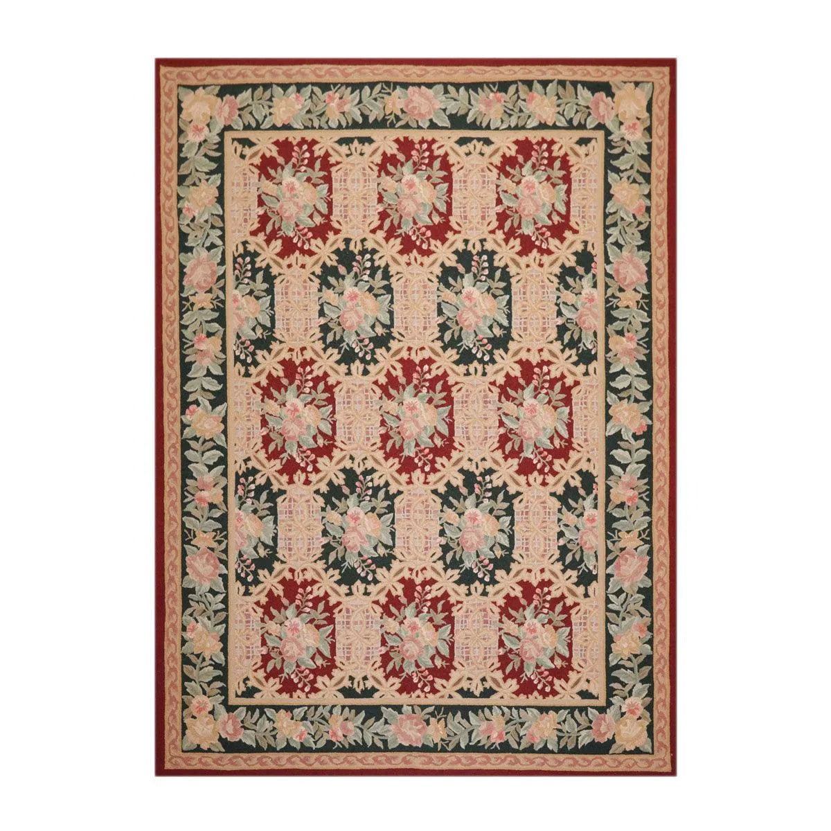 8x11 Red, Denim Hand Hooked 100% Wool Traditional Persian Oriental Area Rug-0