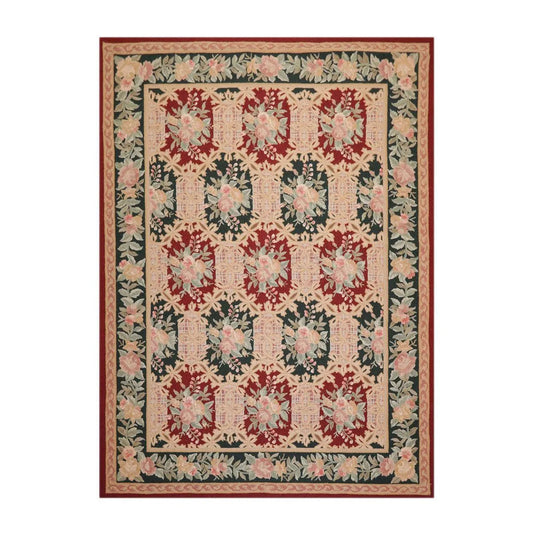 8x11 Red, Denim Hand Hooked 100% Wool Traditional Persian Oriental Area Rug-0