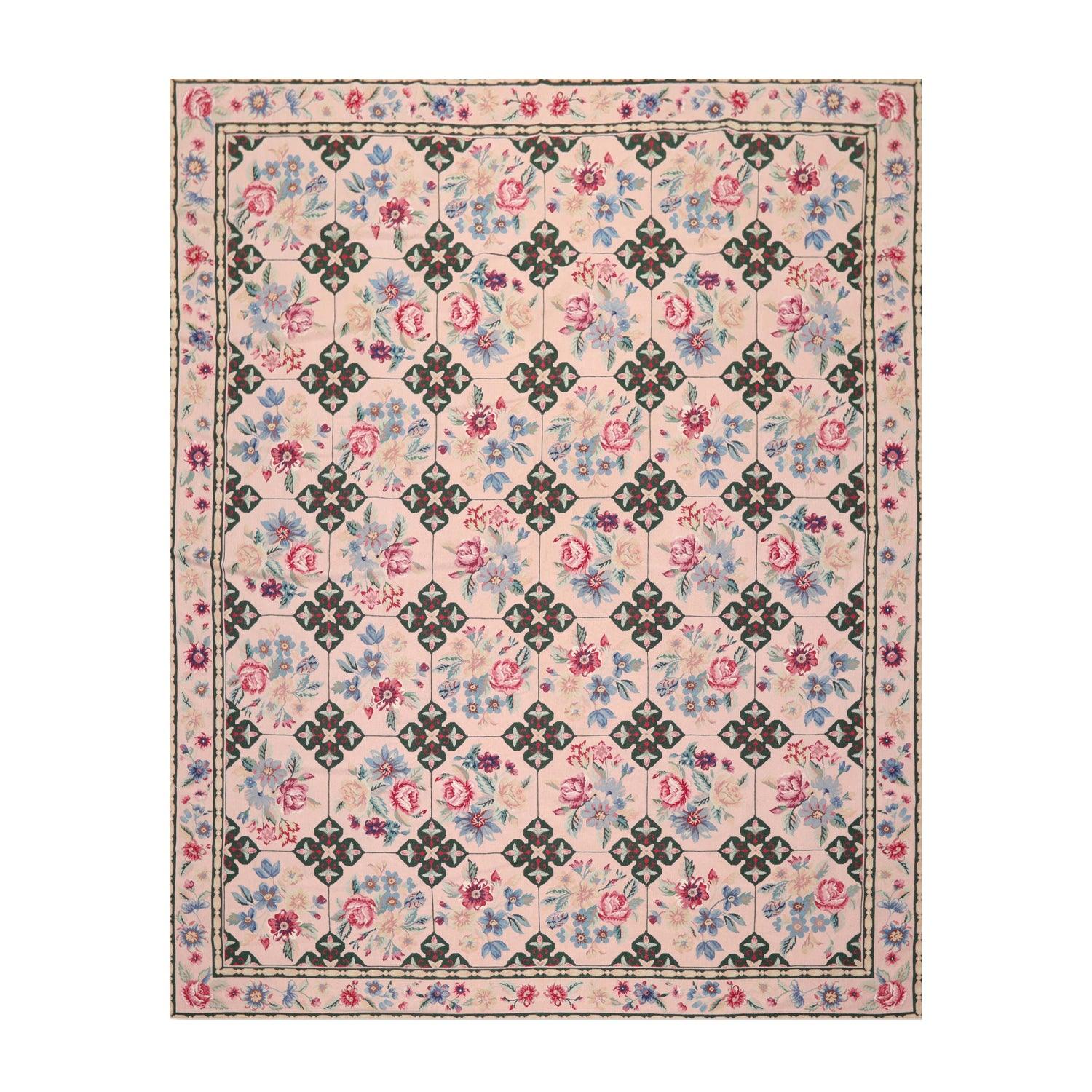 7'7" x 9'9" Hand Woven Traditional French Aubusson Needlepoint Area Rug-0