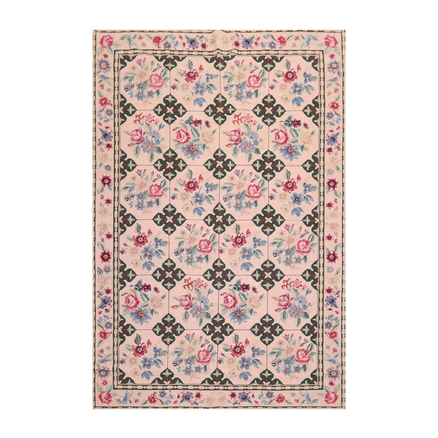 5'9" x 8'9" Hand Woven Traditional French Aubusson Needlepoint Area Rug Apricot-0