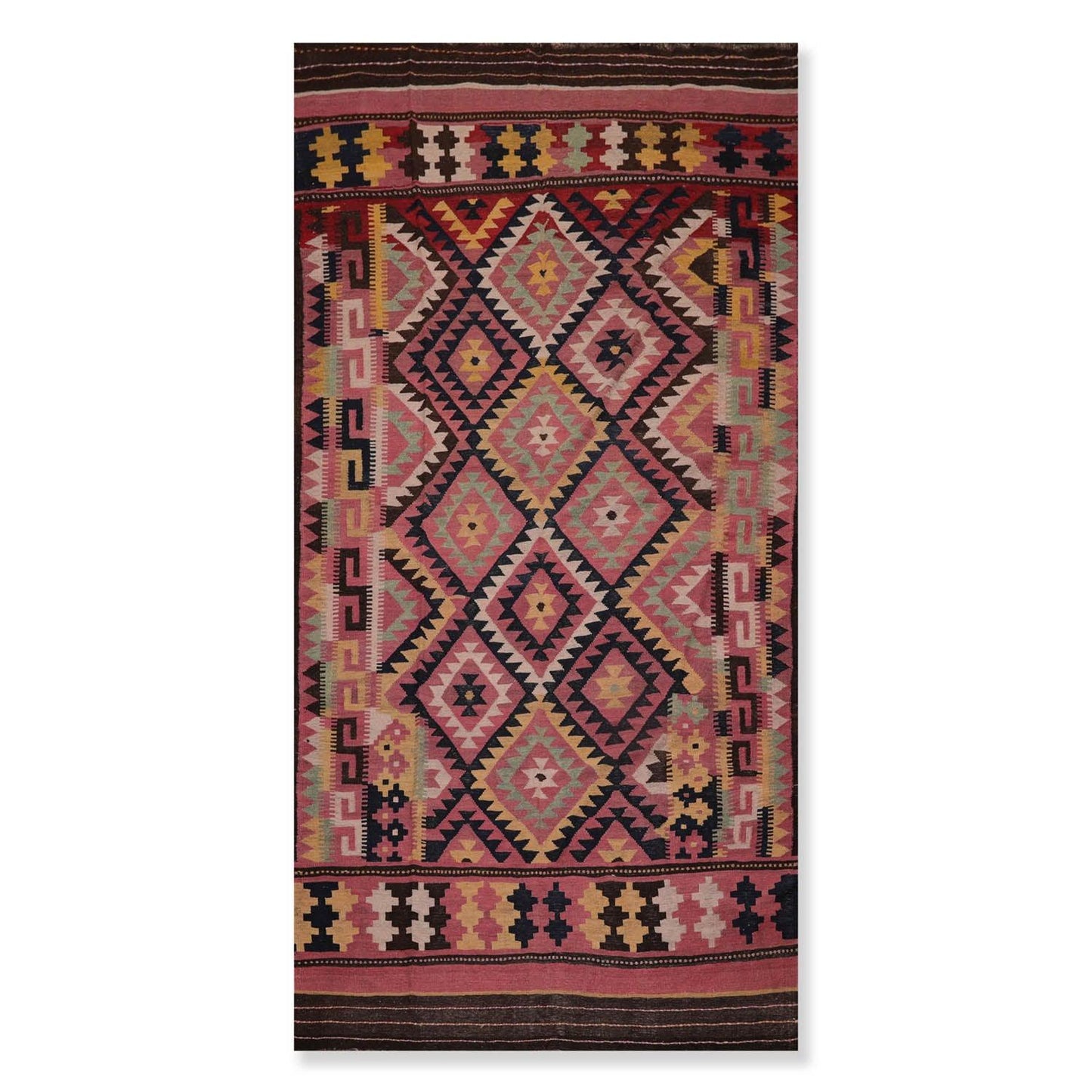 6'2"x12' Rose Vintage Hand Woven 100% Wool Southwestern Turkish Kilim Oriental Area Rug-0