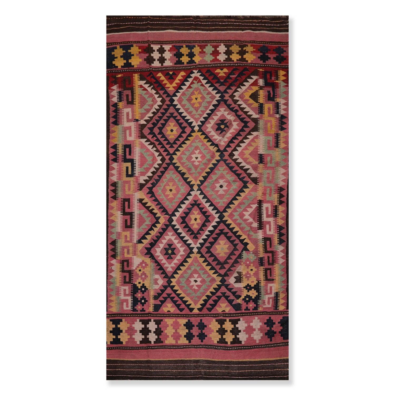 6'2"x12' Rose Vintage Hand Woven 100% Wool Southwestern Turkish Kilim Oriental Area Rug-0
