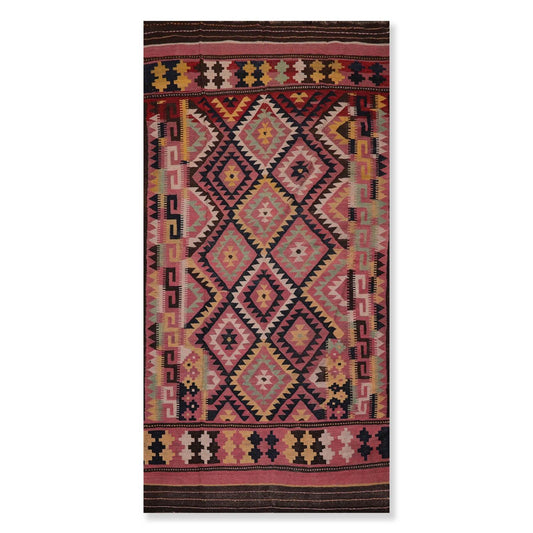 6'2"x12' Rose Vintage Hand Woven 100% Wool Southwestern Turkish Kilim Oriental Area Rug-0