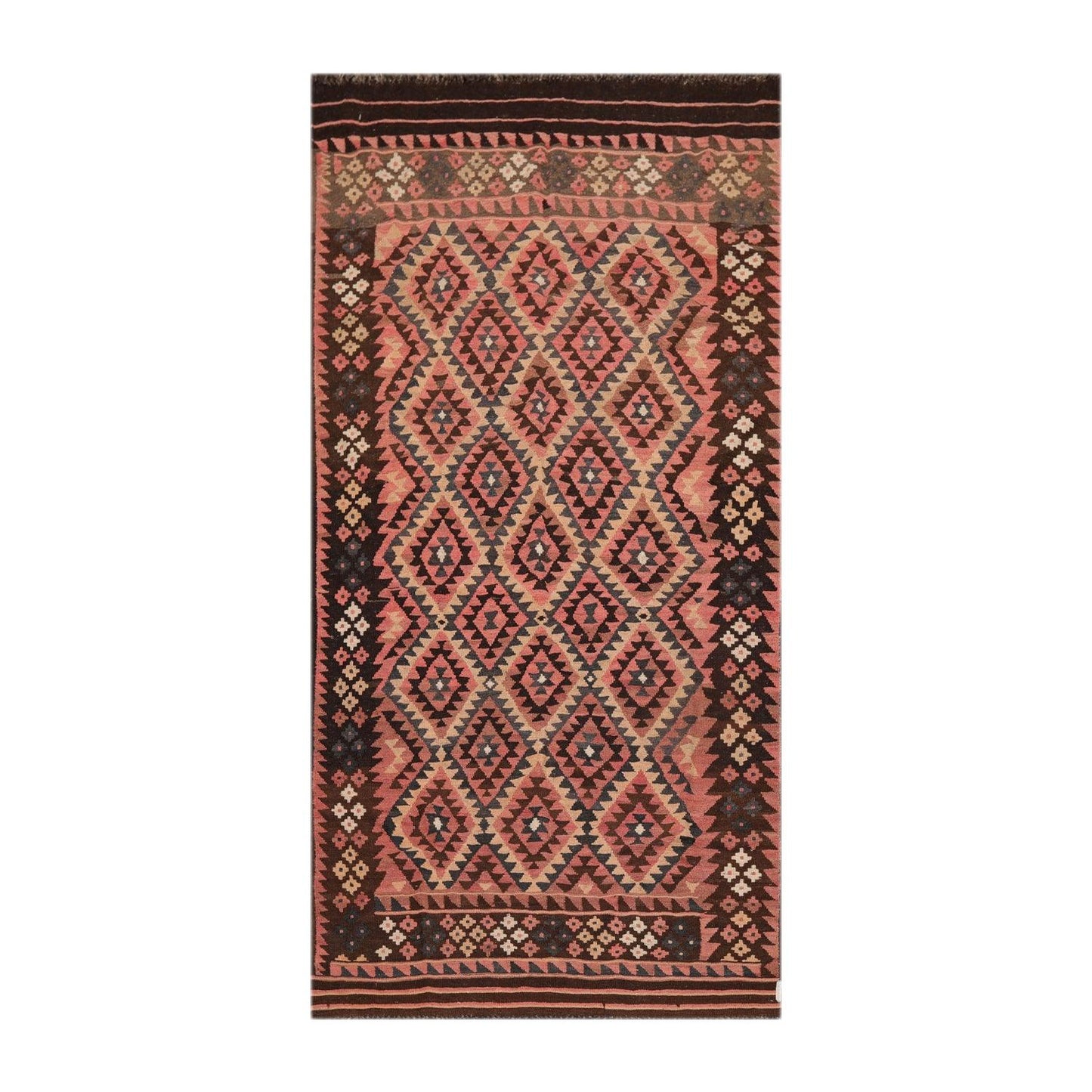 4'9"x10' Authentic Hand woven Reversible Southwestern Kilim Oriental Area Rug Rose-0