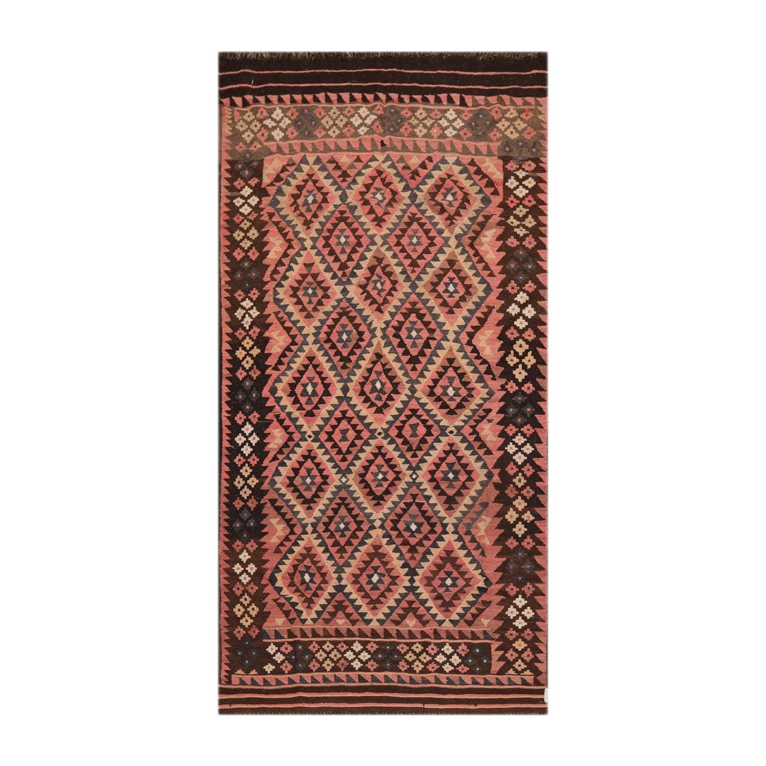 4'9"x10' Authentic Hand woven Reversible Southwestern Kilim Oriental Area Rug Rose-0