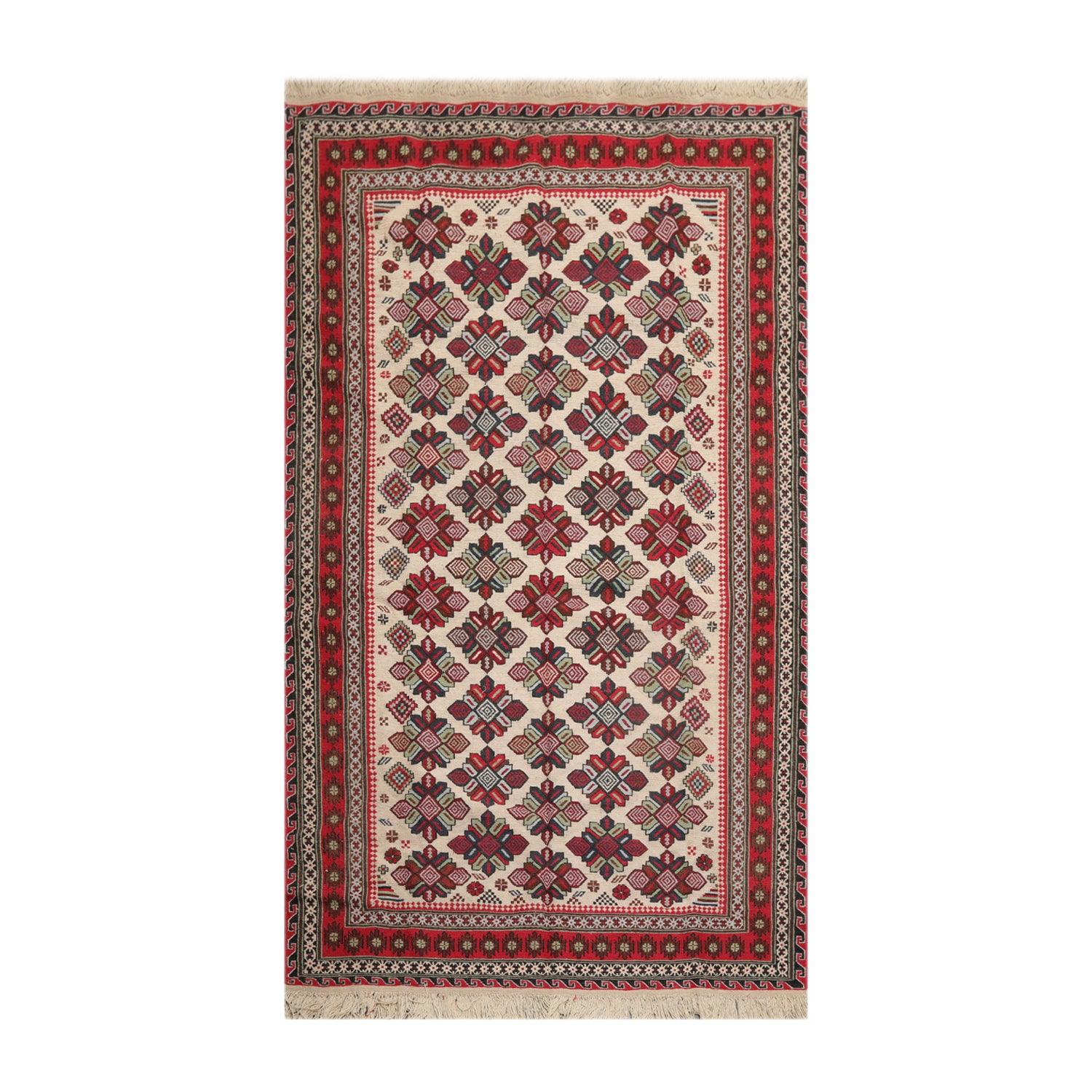 5'3" x 8'6" Vintage Wool Foundation Hand Knotted Wool Area Rug Beige-0