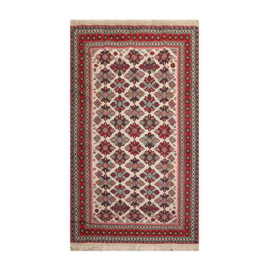 5'3" x 8'6" Vintage Wool Foundation Hand Knotted Wool Area Rug Beige-0
