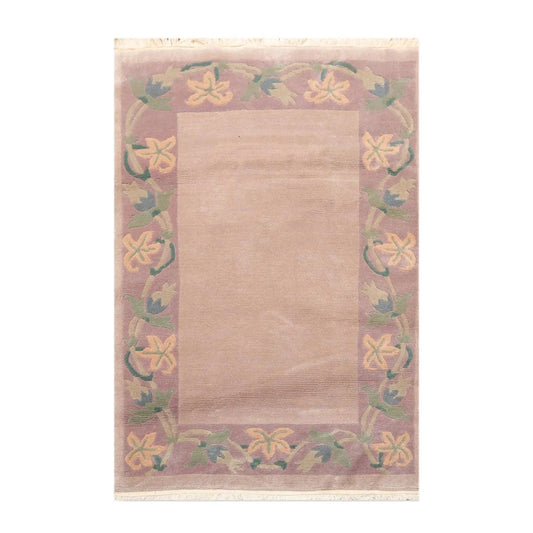4' x 6' Hand Knotted Wool Tibetan Oriental Area Rug Traditional Taupe-0