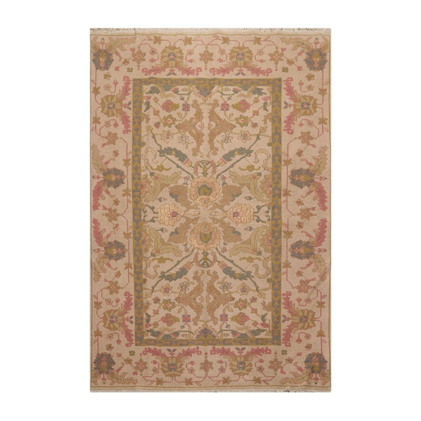 5'9" x 8'9" Hand Knotted Reversible 100% Wool Tibetan Area Rug Tan-0