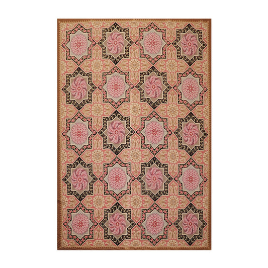 6'1" x 9'3" Hand Woven Wool Classic French Aubusson Needlepoint Area Rug Rose-0