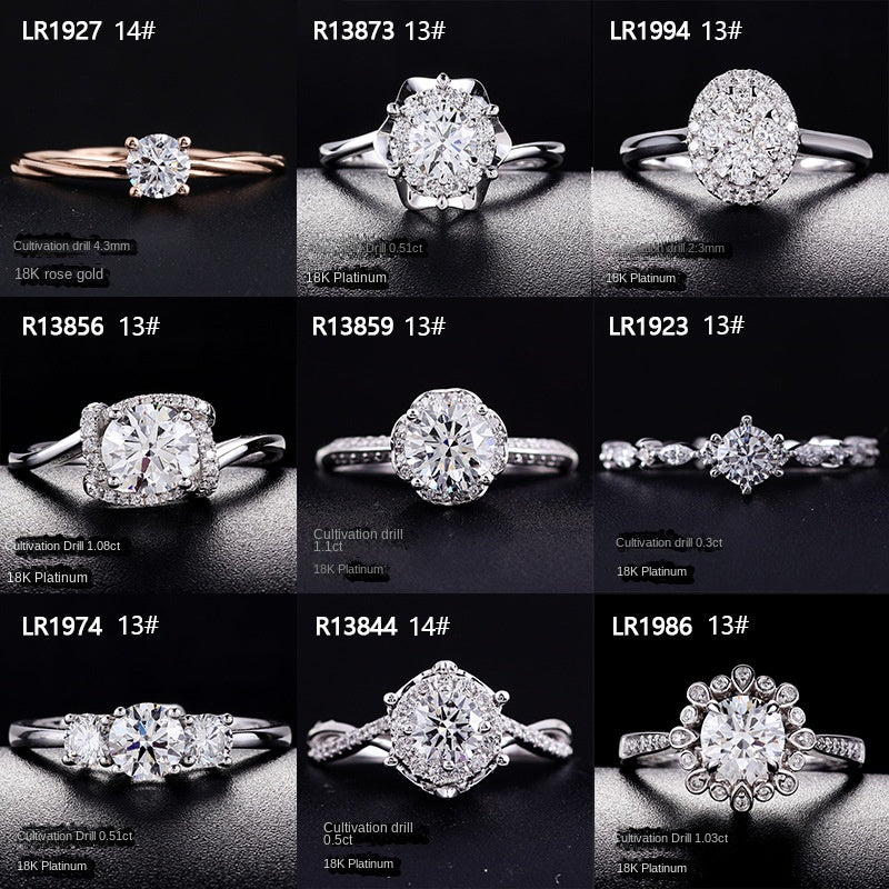 Gekweekte diamantring, elegante diamantverlowingsring, nie-aanslag 18K goud laboratoriumgekweekte diamantring