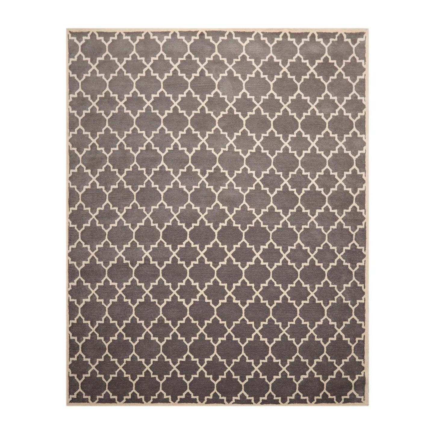 8 x 10 Handmade 100% Wool Traditional Oriental Area rug Modern Gray & Ivory-0