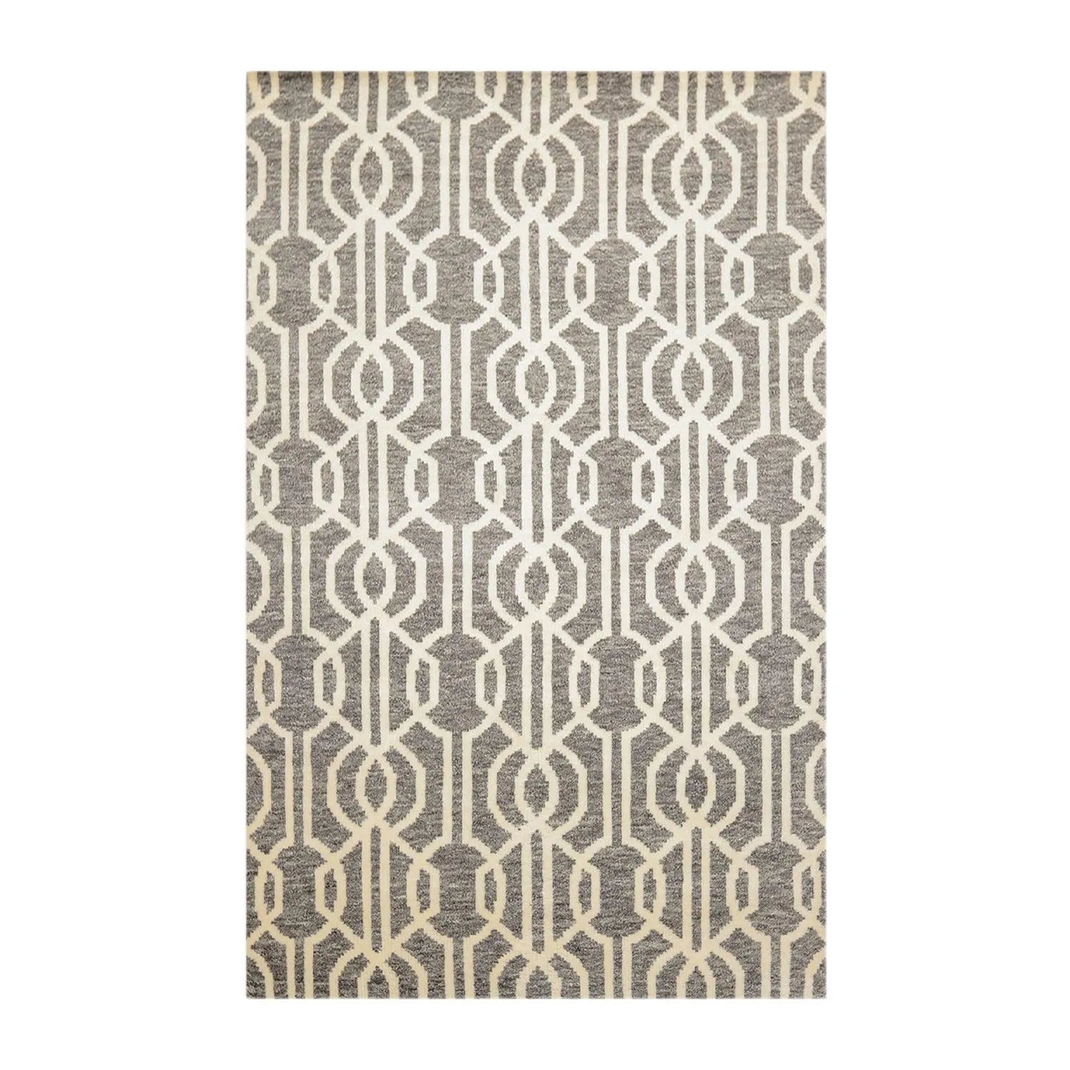 5' x 8' Hand Knotted Contemporary Designer Wool Oriental Area Rug Gray-0