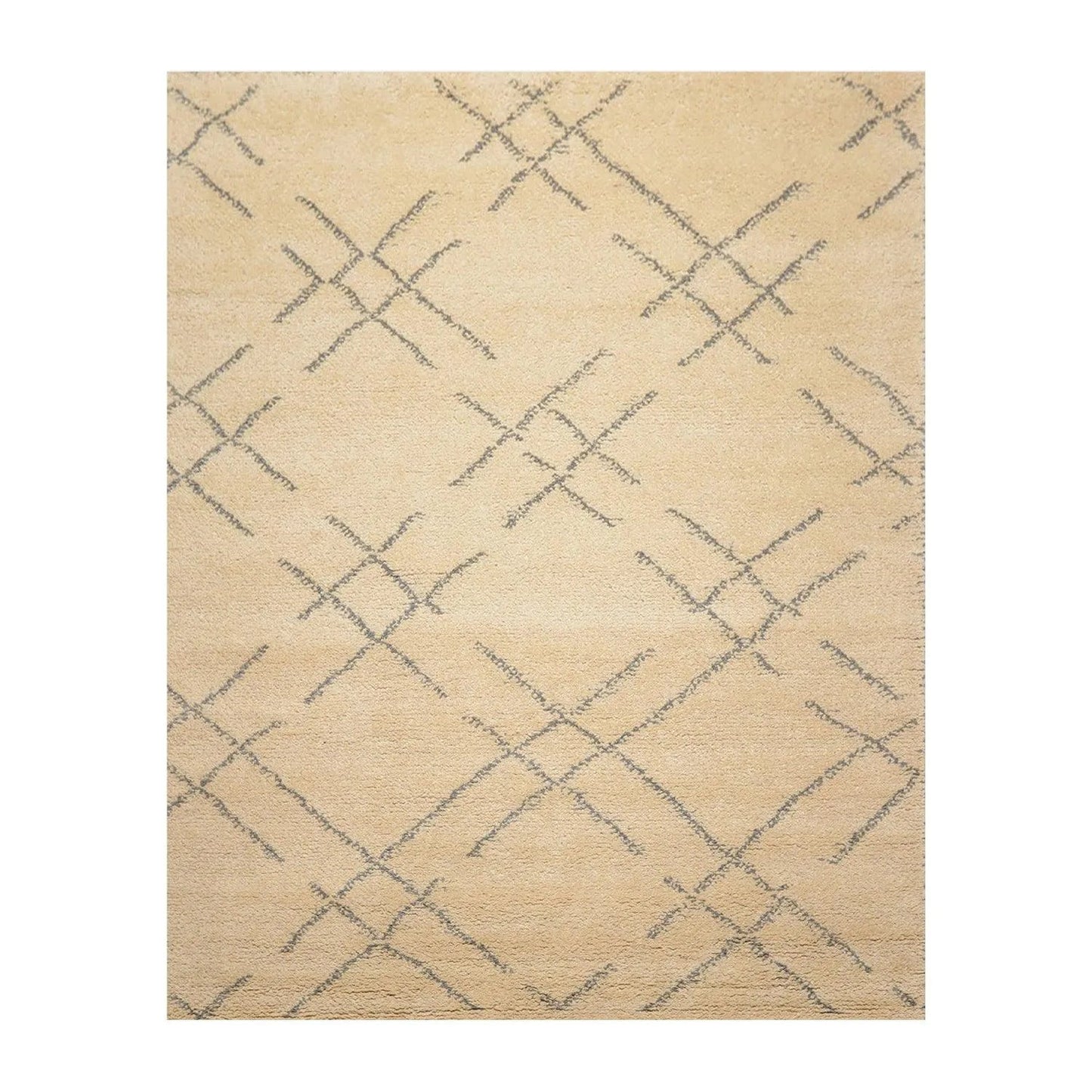 8 x 10 Hand Knotted 100% Wool Moroccan Designer Oriental Area Rug Ivory-1