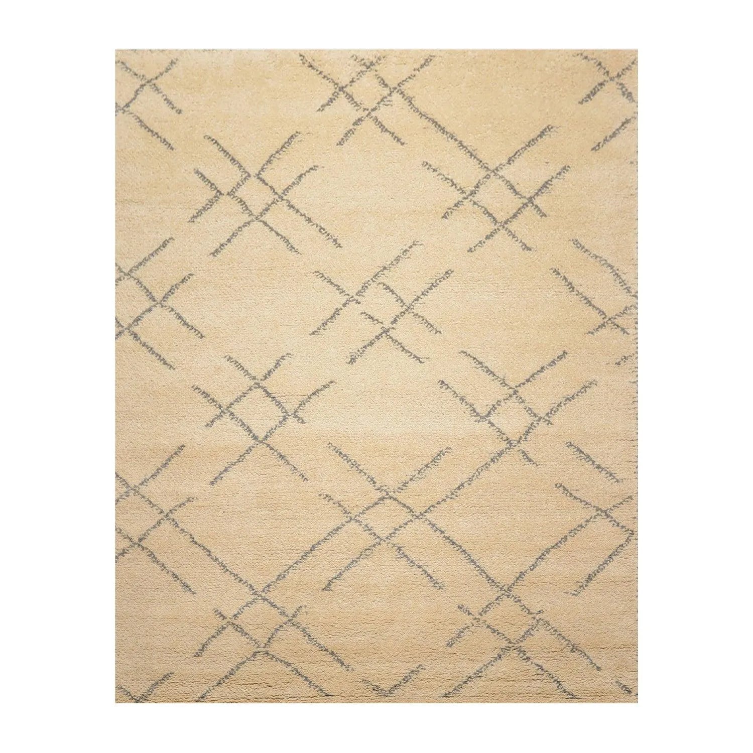 8 x 10 Hand Knotted 100% Wool Moroccan Designer Oriental Area Rug Ivory-1