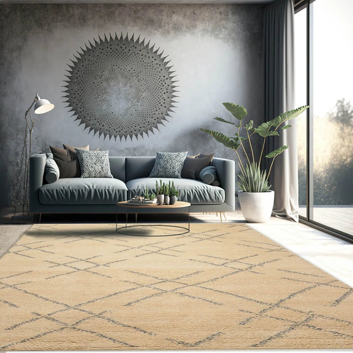 8 x 10 Hand Knotted 100% Wool Moroccan Designer Oriental Area Rug Ivory-0