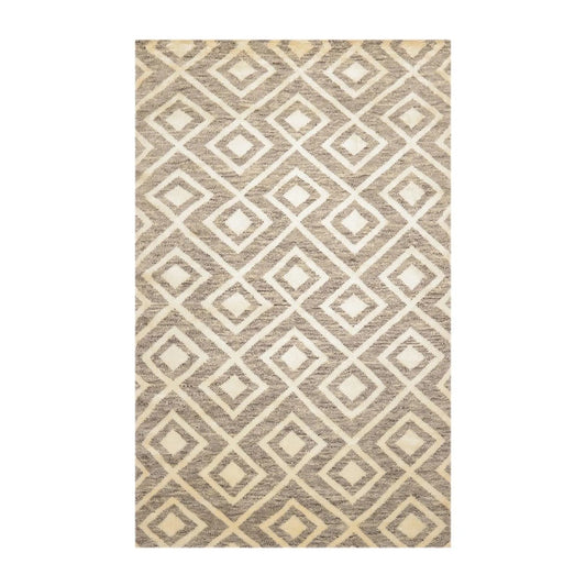 5 x 8 Hand Knotted Designer Moroccan 100% Wool Oriental Area Rug Ivory-0