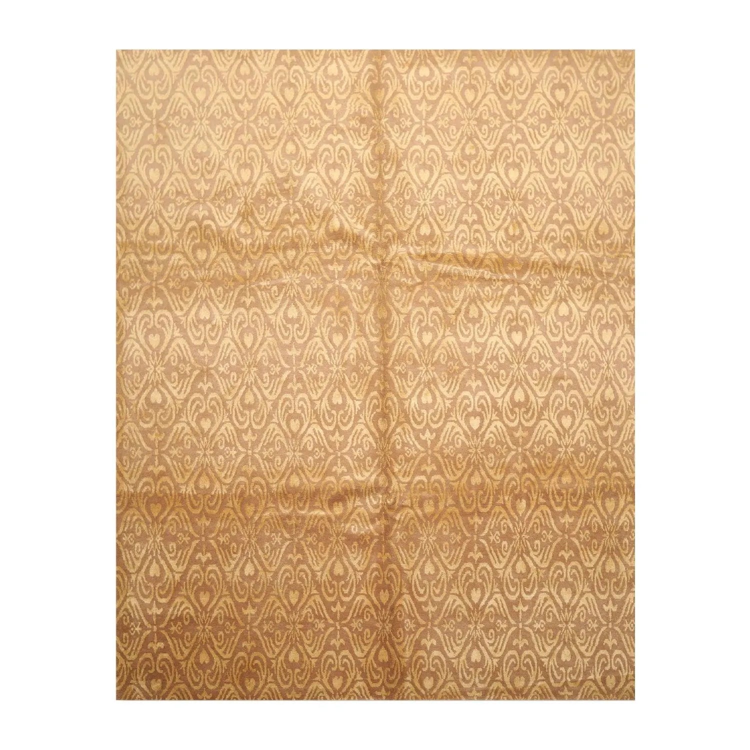 8'x10' Hand Knotted Wool & Silk Tibetan Oriental Area Rug Transitional Tan-0