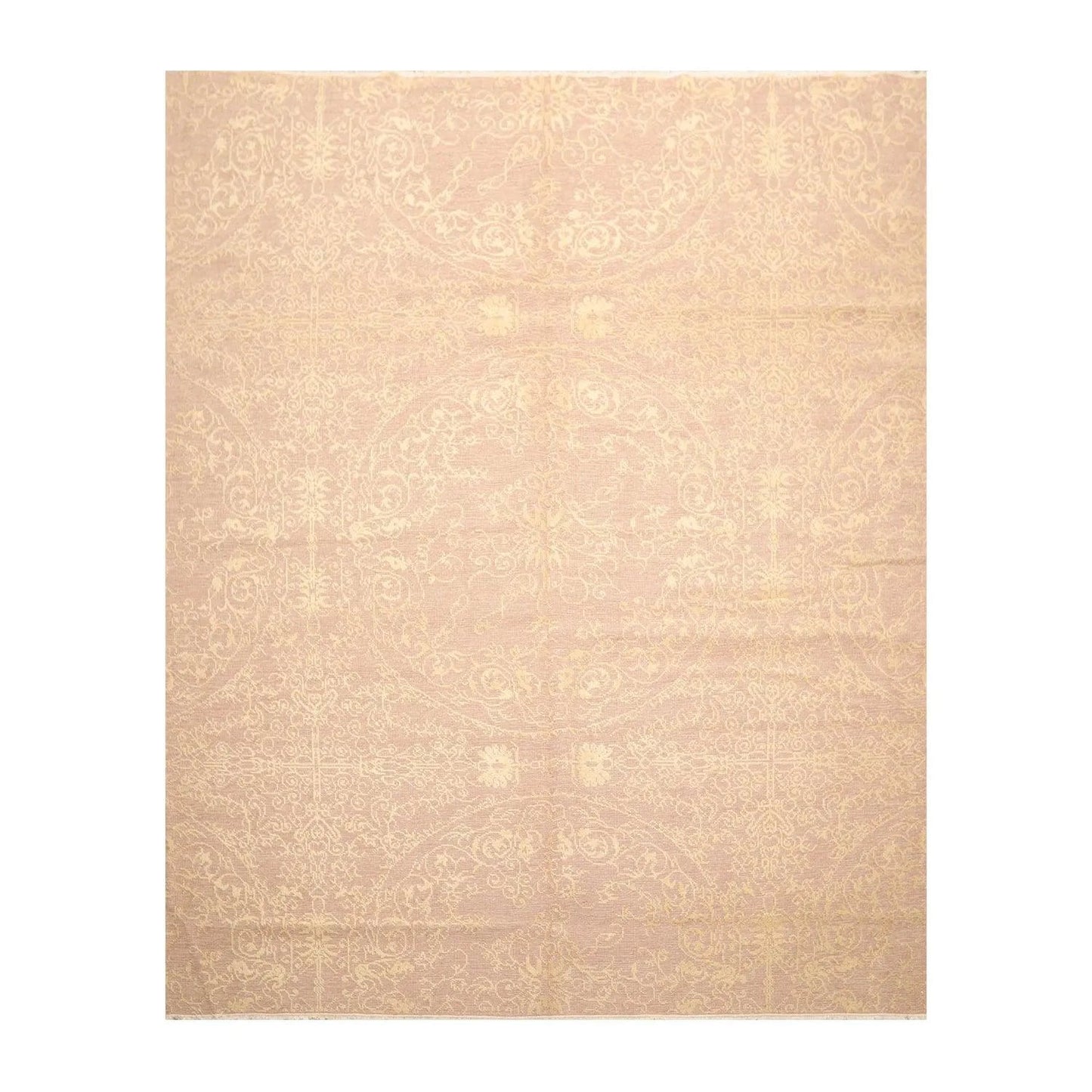 8' x 10' Hand Knotted Designer Flat & Cut Pile Tibetan Oriental Area Rug Light Brown, Light Gold-0