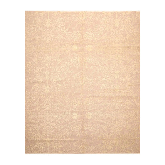 8' x 10' Hand Knotted Designer Flat & Cut Pile Tibetan Oriental Area Rug Light Brown, Light Gold-0