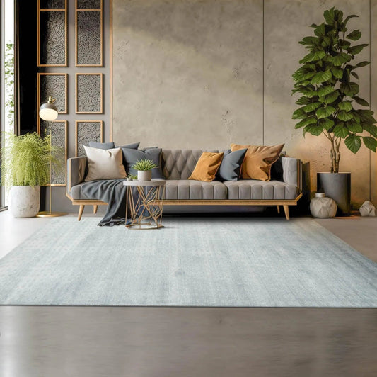 Multi Size Light Blue Hand Tufted Handmade 100% Wool Modern & Contemporary Oriental Area Rug-0