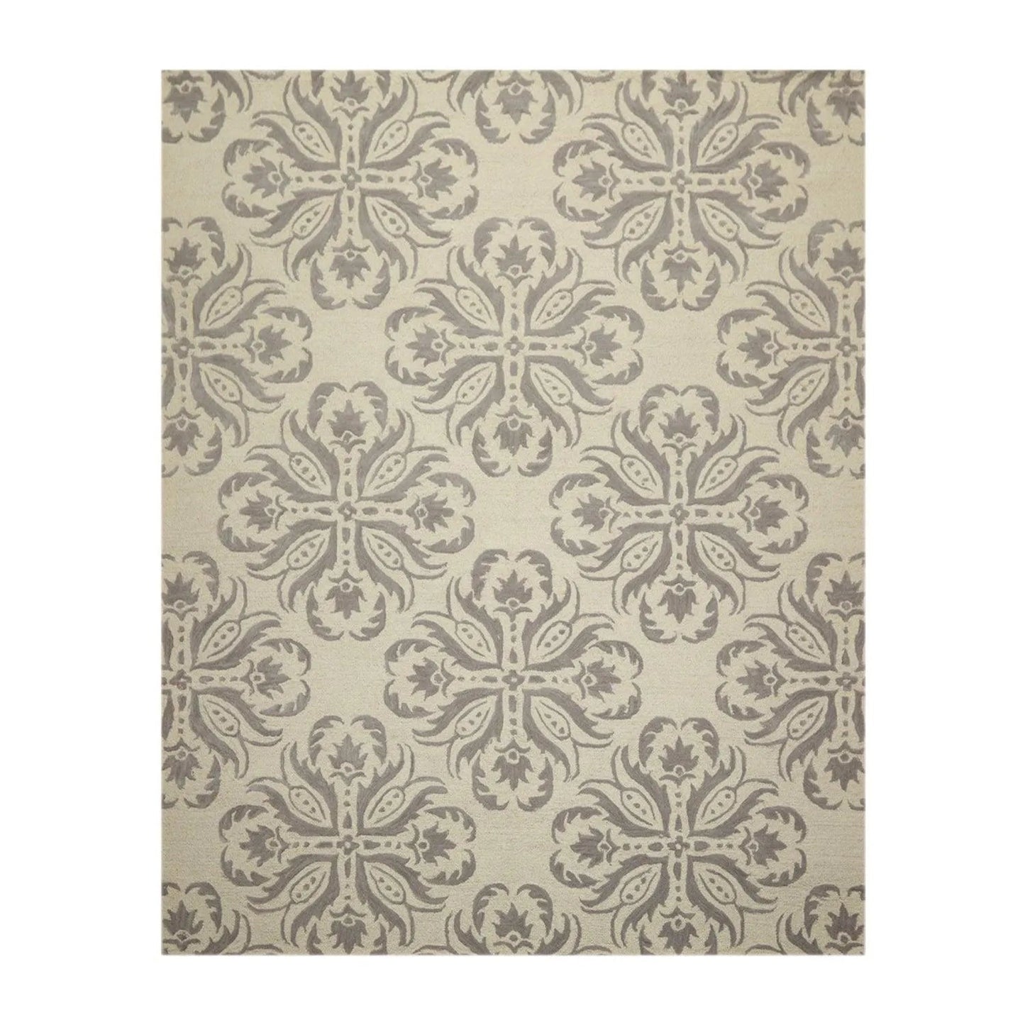 8' x 10' Handmade Wool Loop & Cut Pile Transitional Oriental Area rug Beige-0