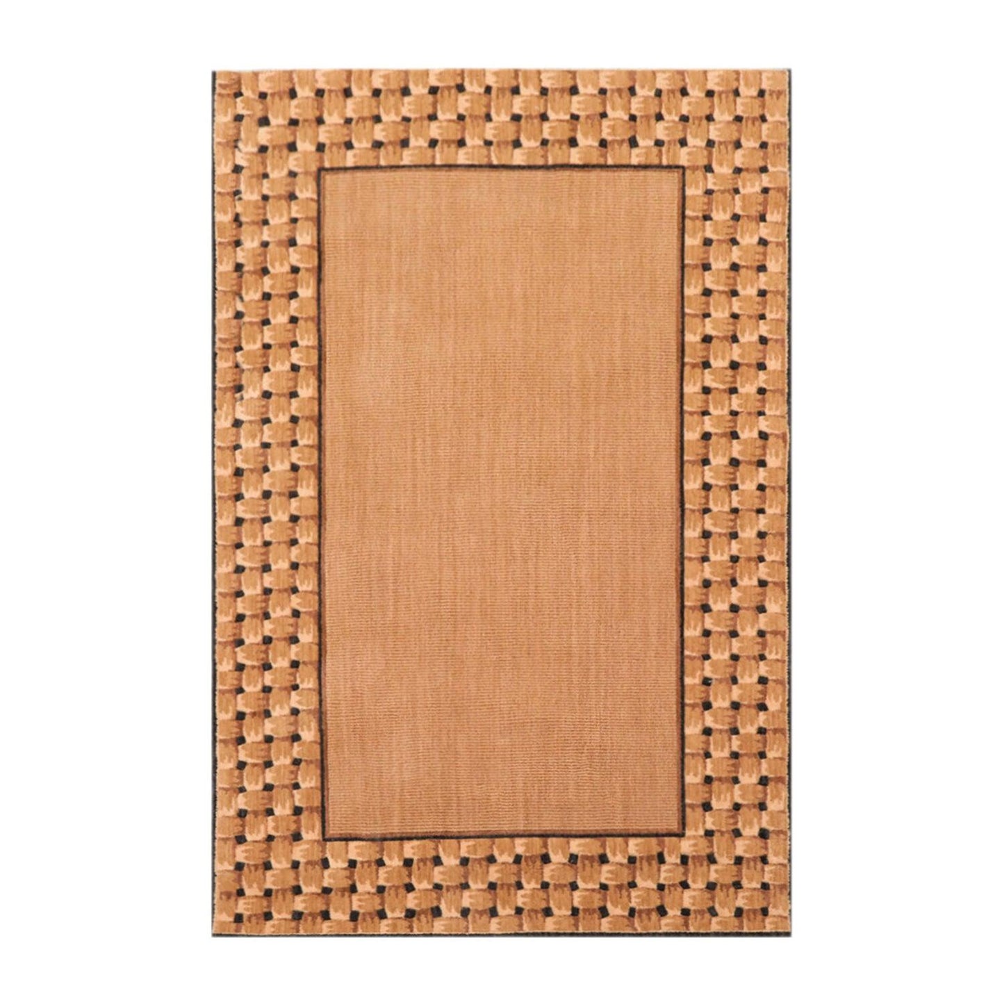 3'6" x 5'6" Basketweave 100% wool Contemporary Oriental Area rug Tan-0