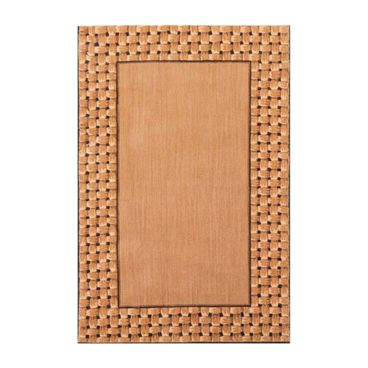 3'6" x 5'6" Basketweave 100% wool Contemporary Oriental Area rug Tan-0