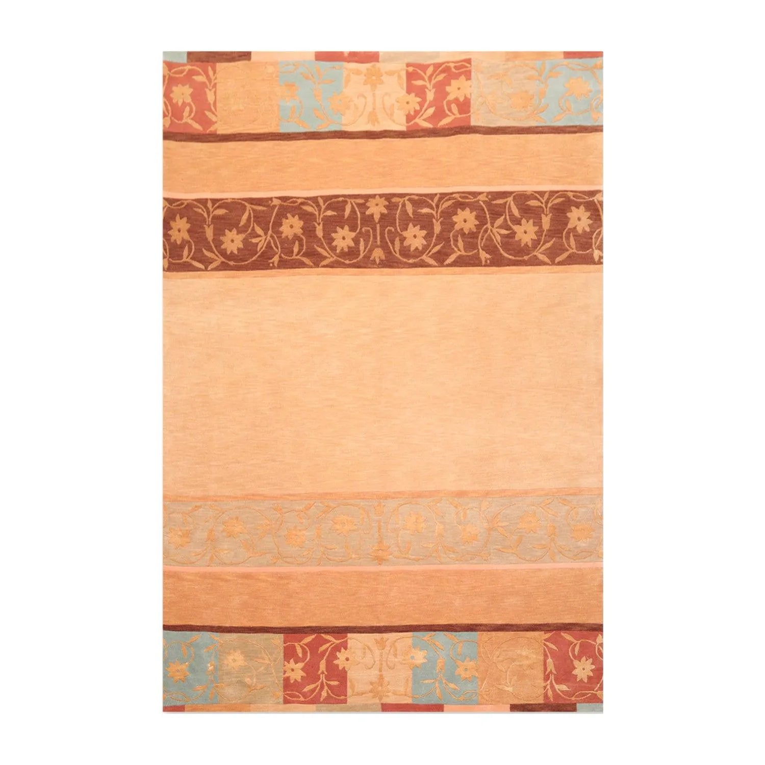 6' x 9' Hand Knotted Superfine Wool & Silk Tibetan Modern Area Rug Tan-0