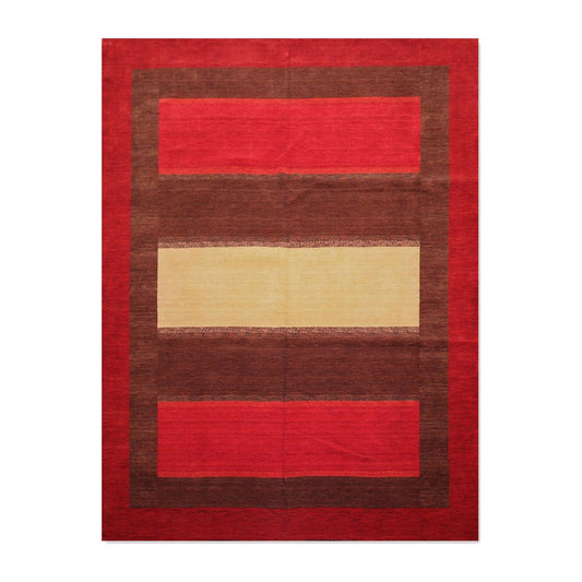 9'3" x 11'10" Hand Knotted 100% Wool Designer Oriental Area Rug Contemporary Red-0