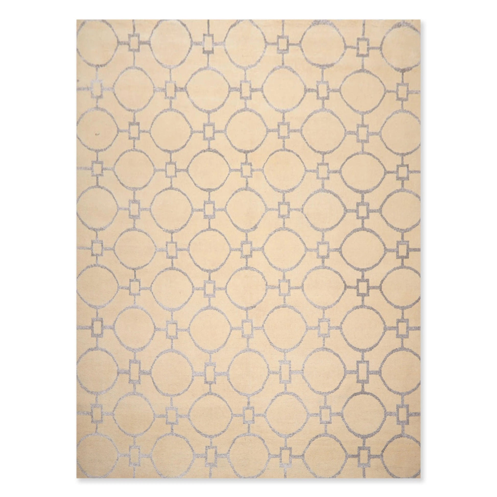 9' x 12' Hand Knotted Wool & Art Silk Modern Area rug Beige-0