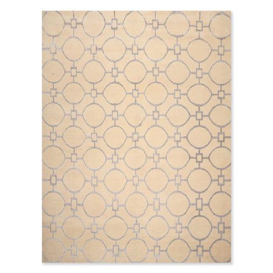 9' x 12' Hand Knotted Wool & Art Silk Modern Area rug Beige-0