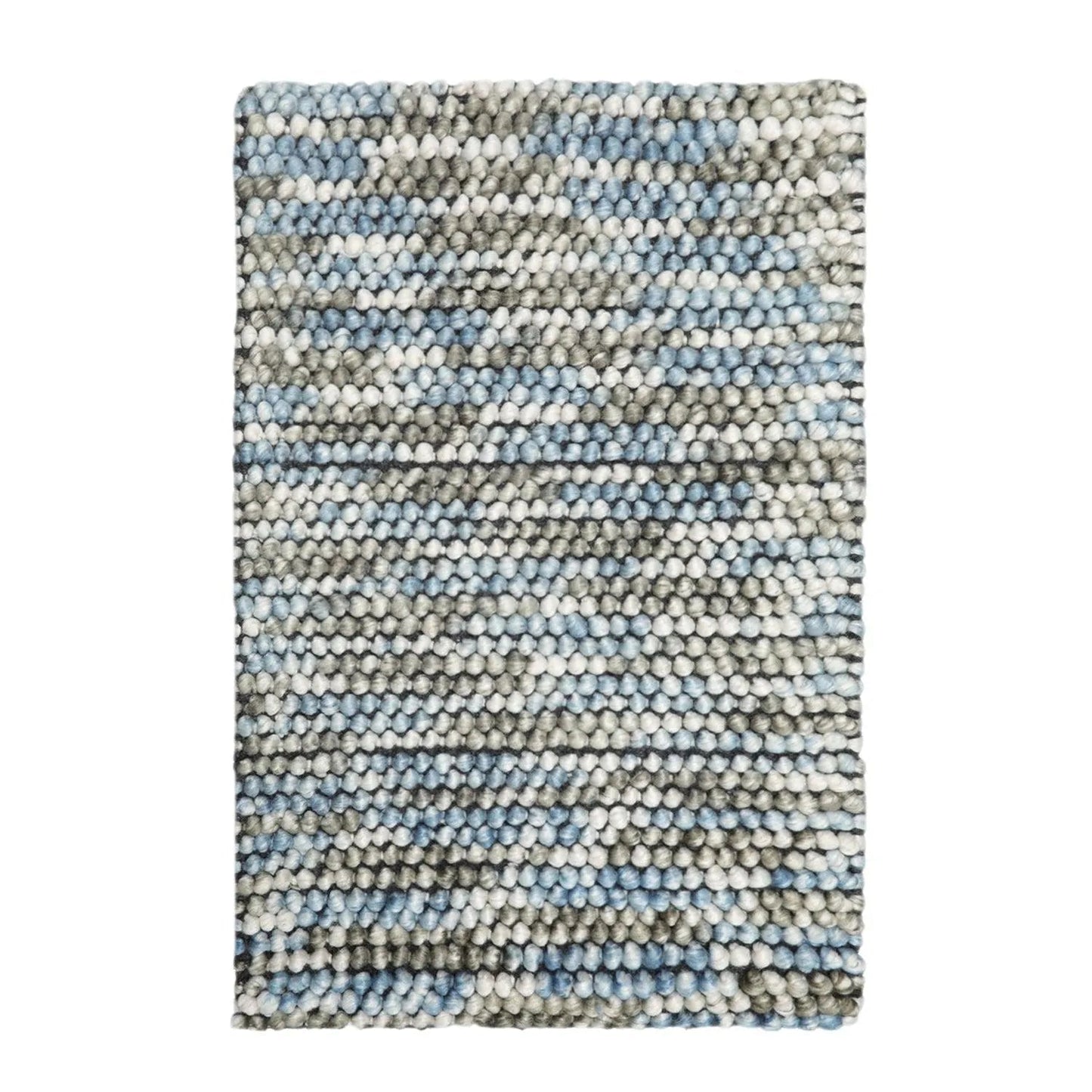 Multi Size Gray, Ivory Handmade Polyester Braided Mat Oriental Area Rug-1
