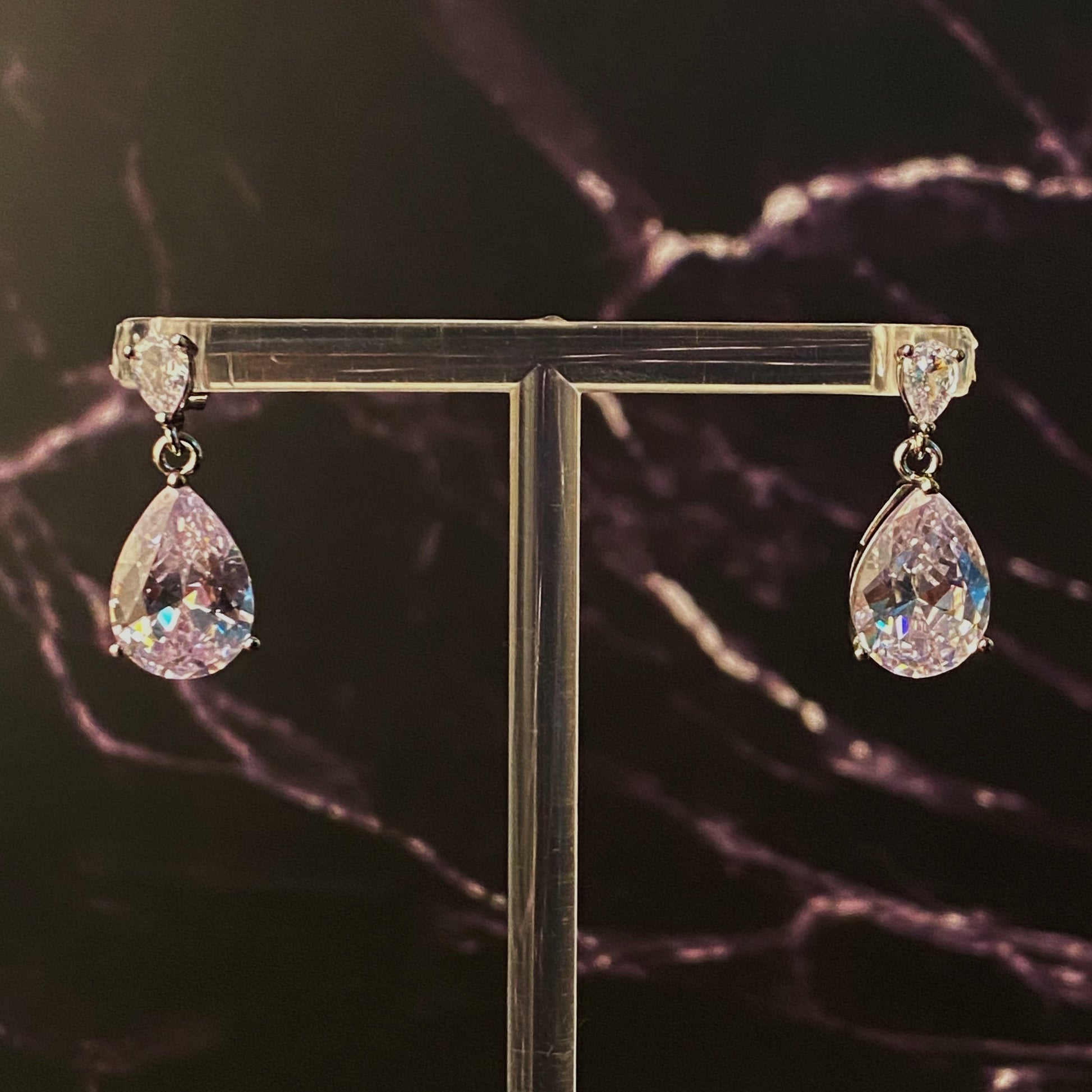 Crystal Clear Teardrop Earrings-4