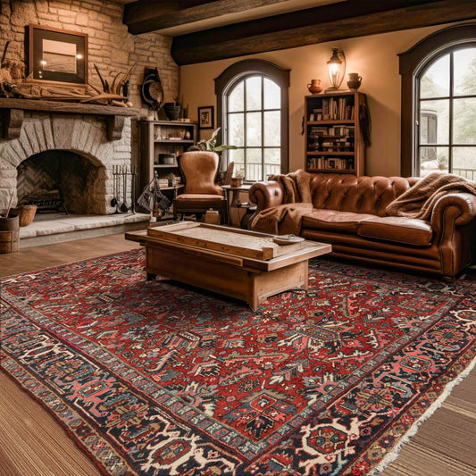 7'6"x 10'3" Hand knotted Antique Traditional Wool Oriental Area Rug Orangy Red-0