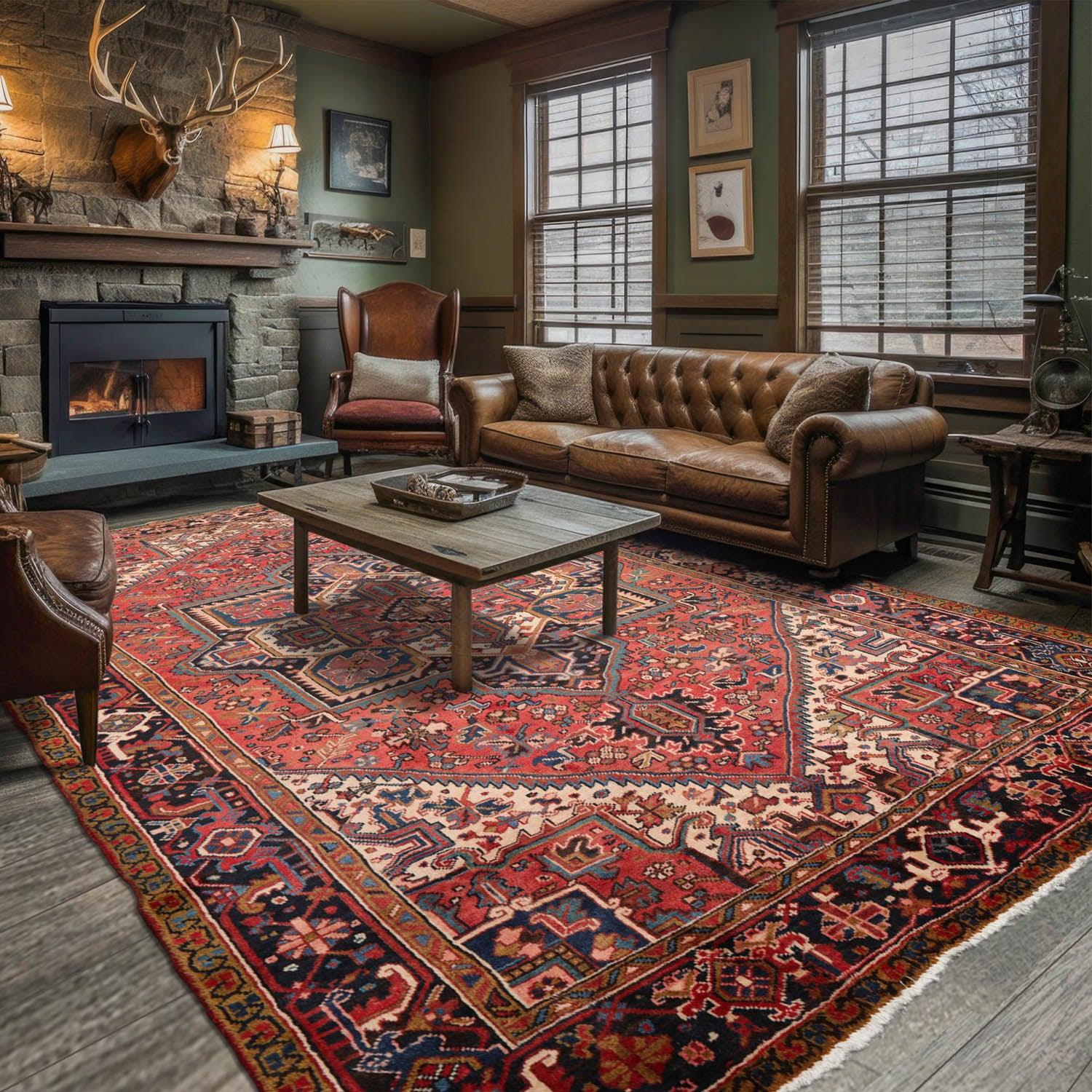 7'6" x 11'1" Early 20th century Antique Hand Knotted Wool Oriental Area Rug Apricot-0