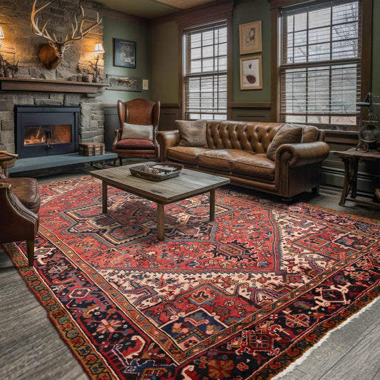 7'6" x 11'1" Early 20th century Antique Hand Knotted Wool Oriental Area Rug Apricot-0
