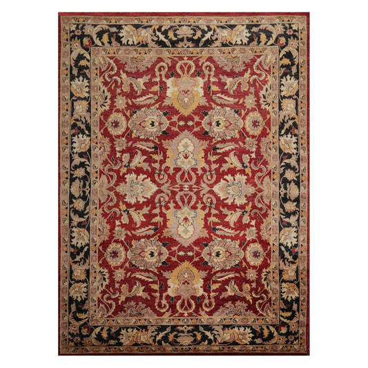 8'6" x 11'7" Hand Knotted Peshawar Stone wash Vegetable dyes 100% Wool Area Rug Rusty Red-0