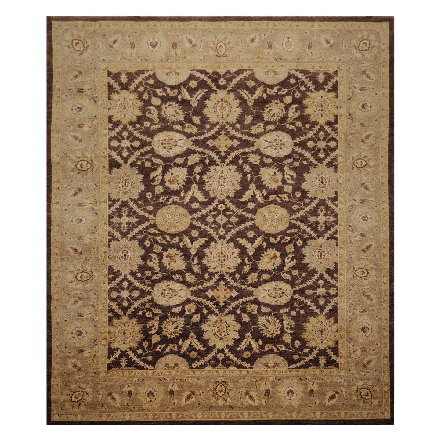 8'9" x 11'6" Hand Knotted 100% Wool Stone Wash Peshawar Oriental Area Rug Brown-0